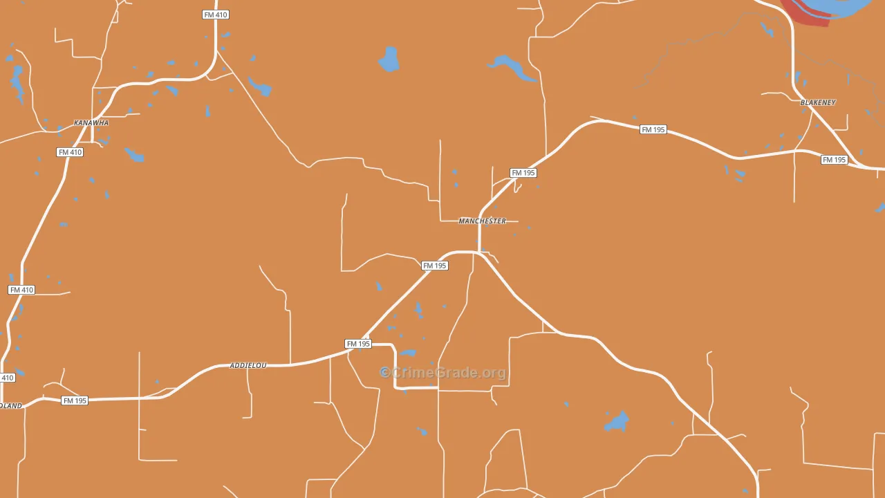 Manchester, TX Map of Drug-Related Crime Rates