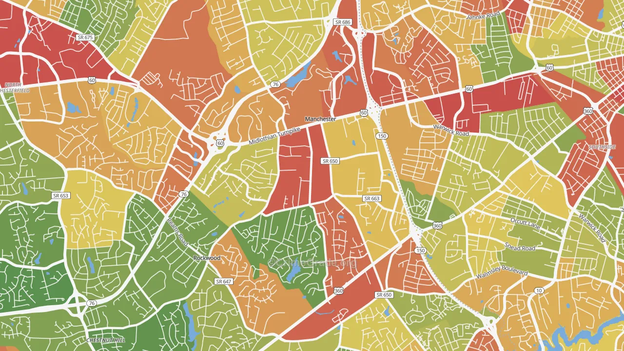 Manchester, VA Map of Drug-Related Crime Rates