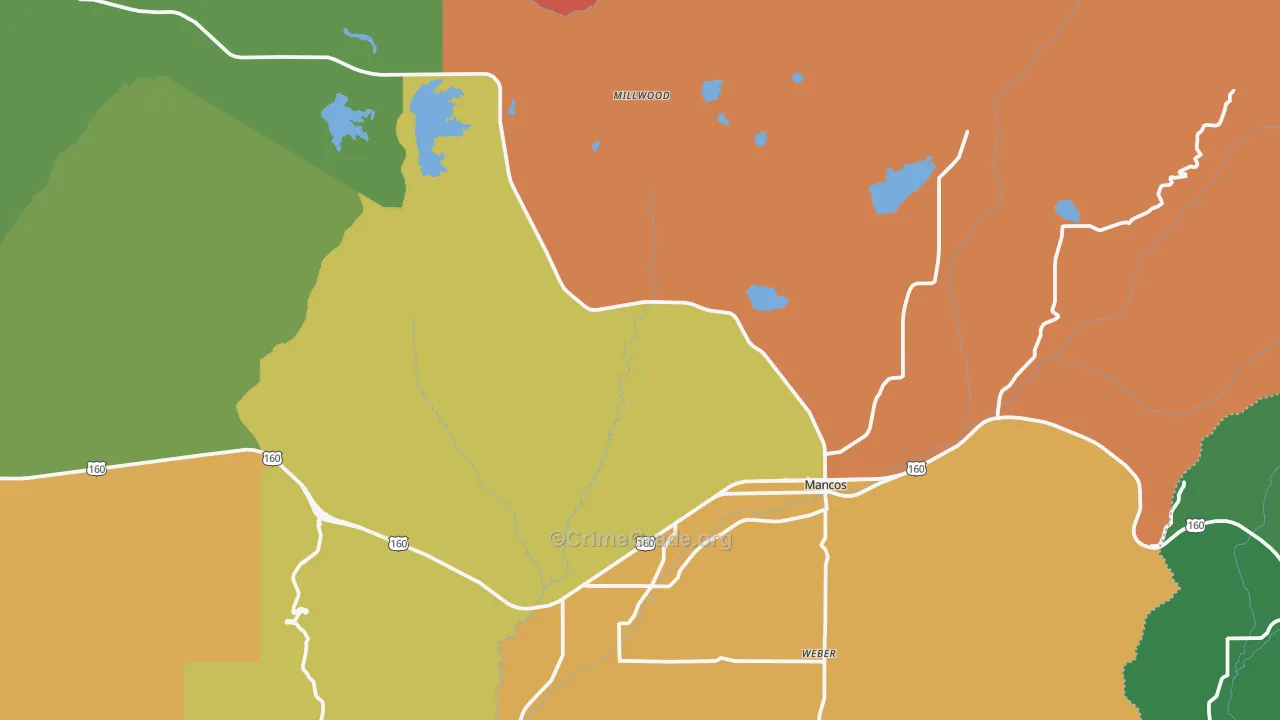 Mancos, CO Map of Drug-Related Crime Rates