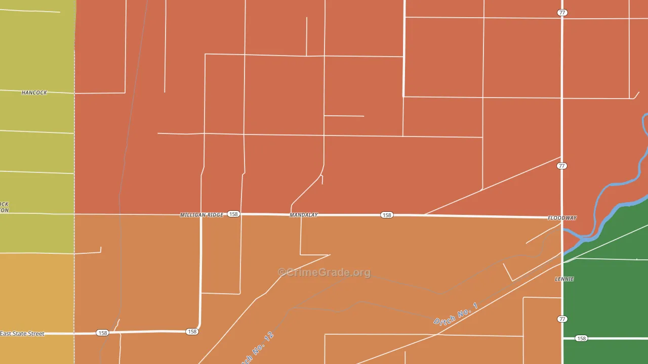 Mandalay, AR Map of Drug-Related Crime Rates