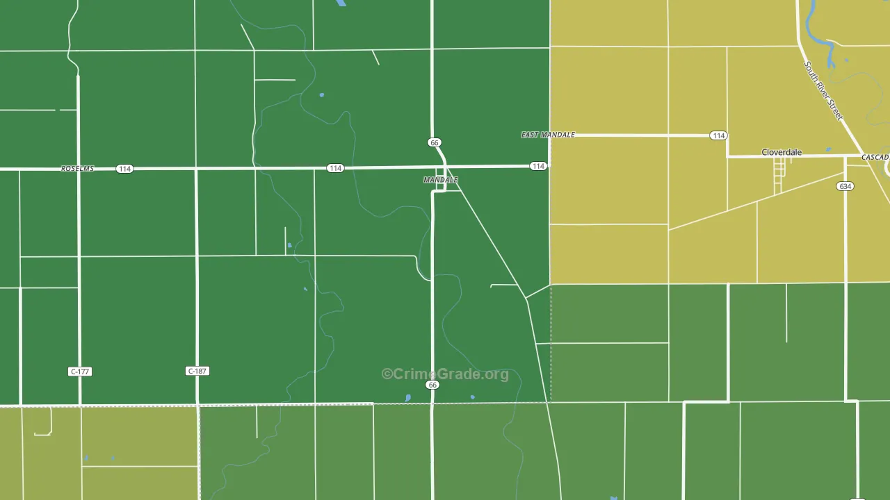Mandale, OH Map of Drug-Related Crime Rates