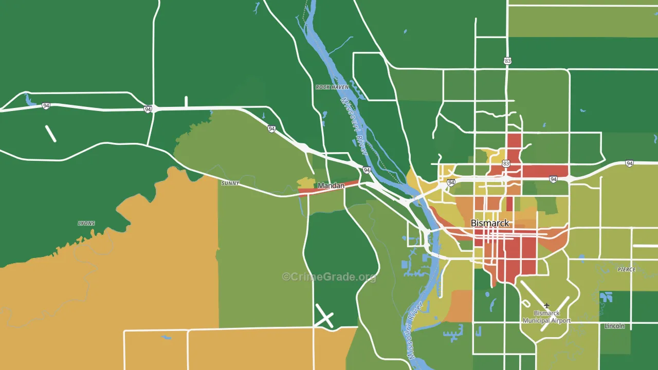 Mandan, ND Map of Drug-Related Crime Rates