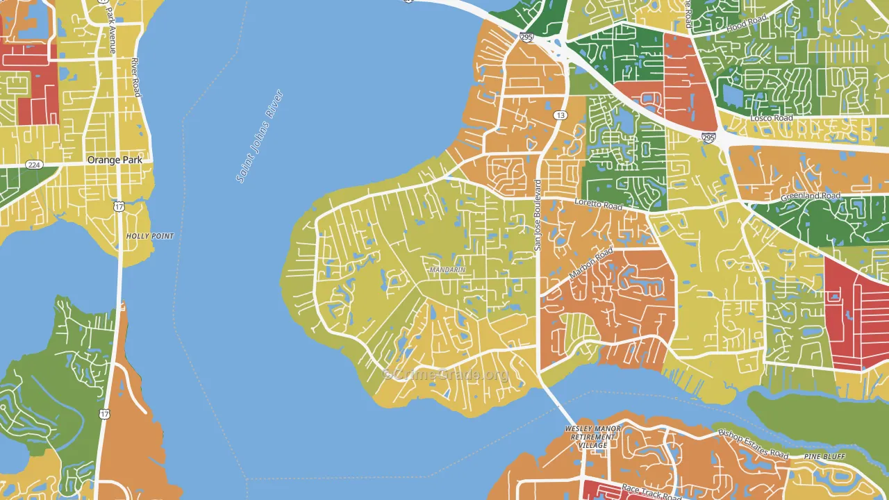 Mandarin, Jacksonville, FL Map of Drug-Related Crime Rates