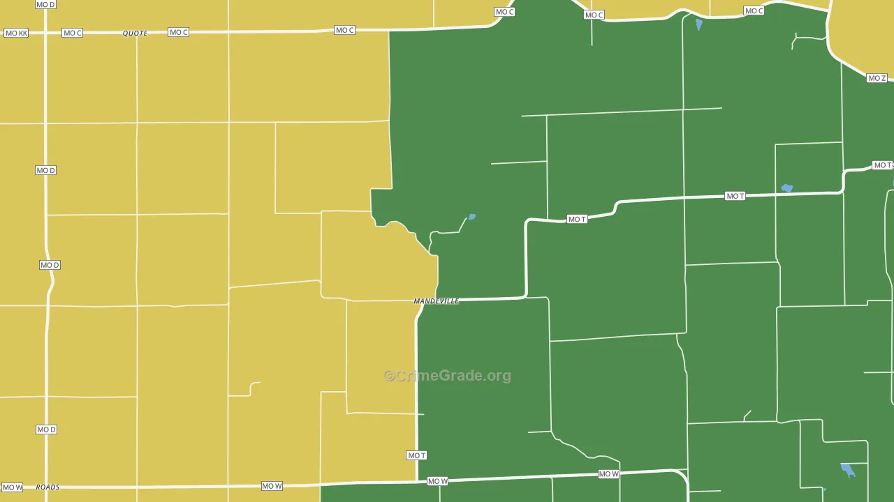Mandeville, MO Map of Drug-Related Crime Rates