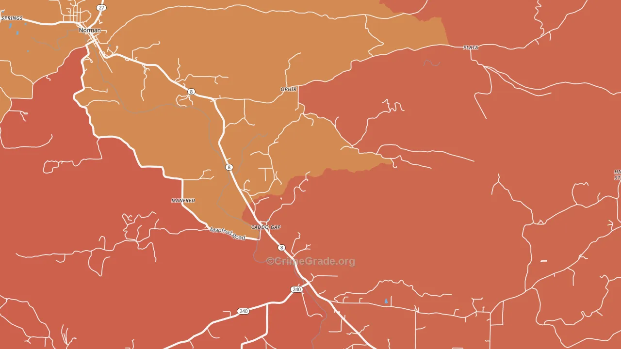 Manfred, AR Map of Drug-Related Crime Rates
