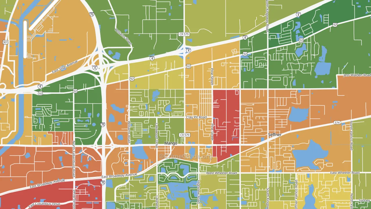 Mango, FL Map of Drug-Related Crime Rates