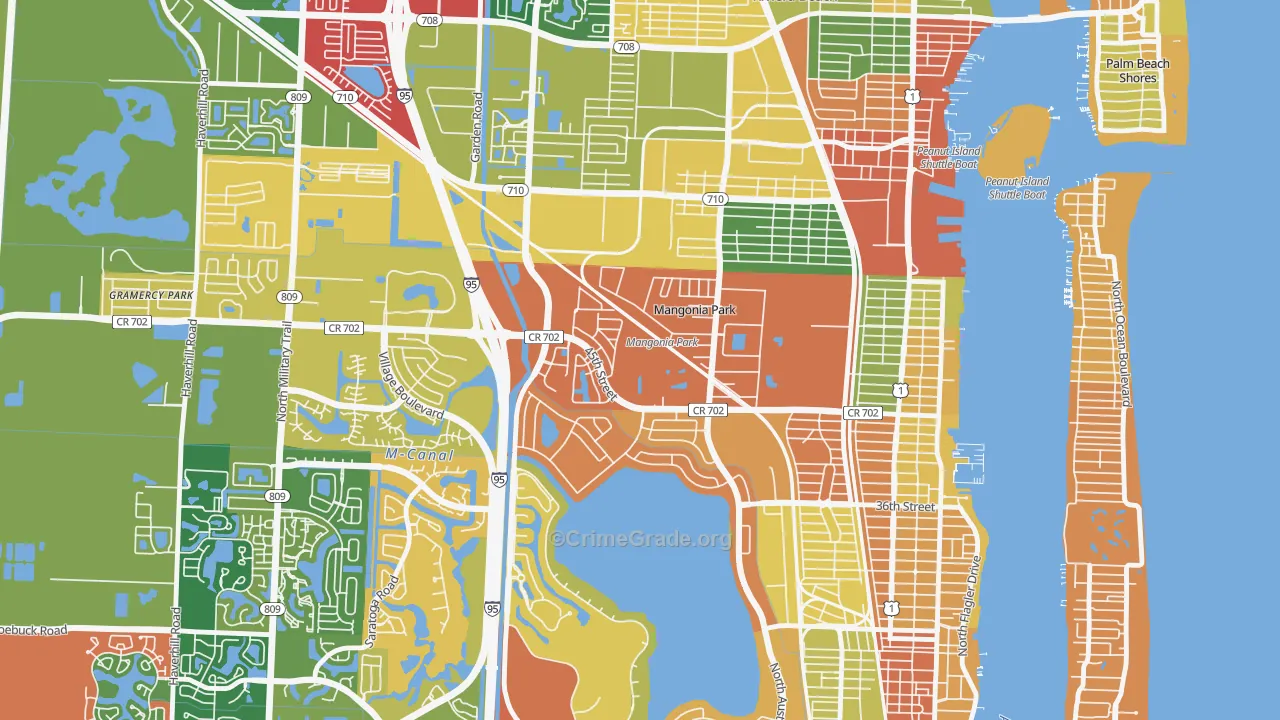 Mangonia Park, FL Map of Drug-Related Crime Rates