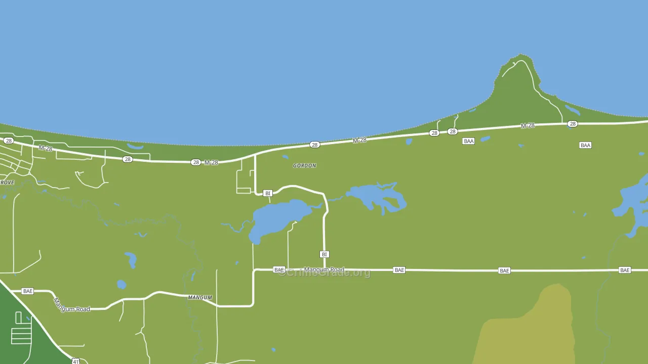 Mangum, MI Map of Drug-Related Crime Rates