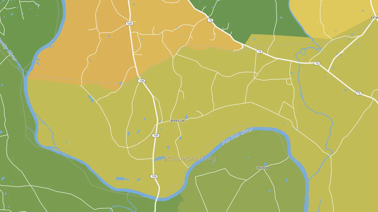 Mangum, NC Map of Drug-Related Crime Rates