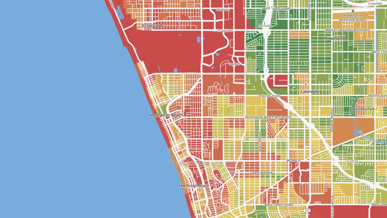 Manhattan Beach, CA Map of Drug-Related Crime Rates