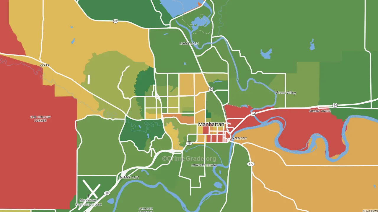 Manhattan, KS Map of Drug-Related Crime Rates