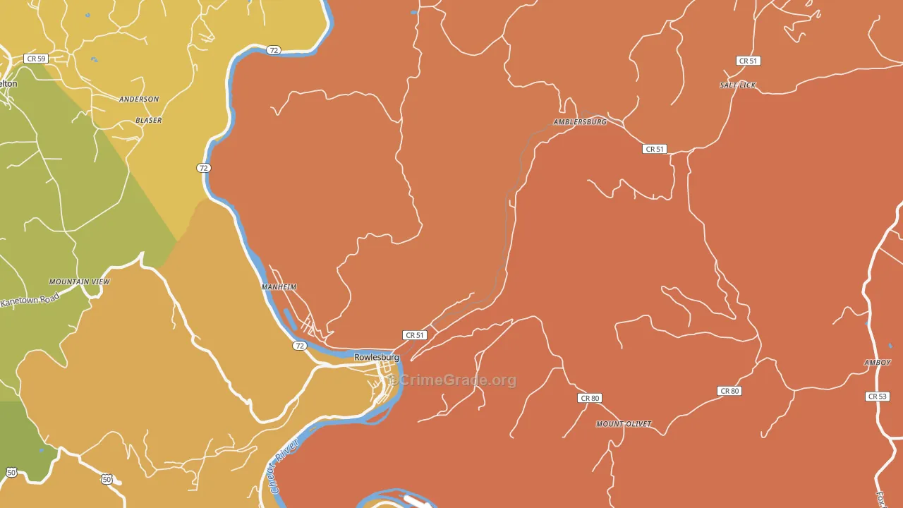Manheim, WV Map of Drug-Related Crime Rates