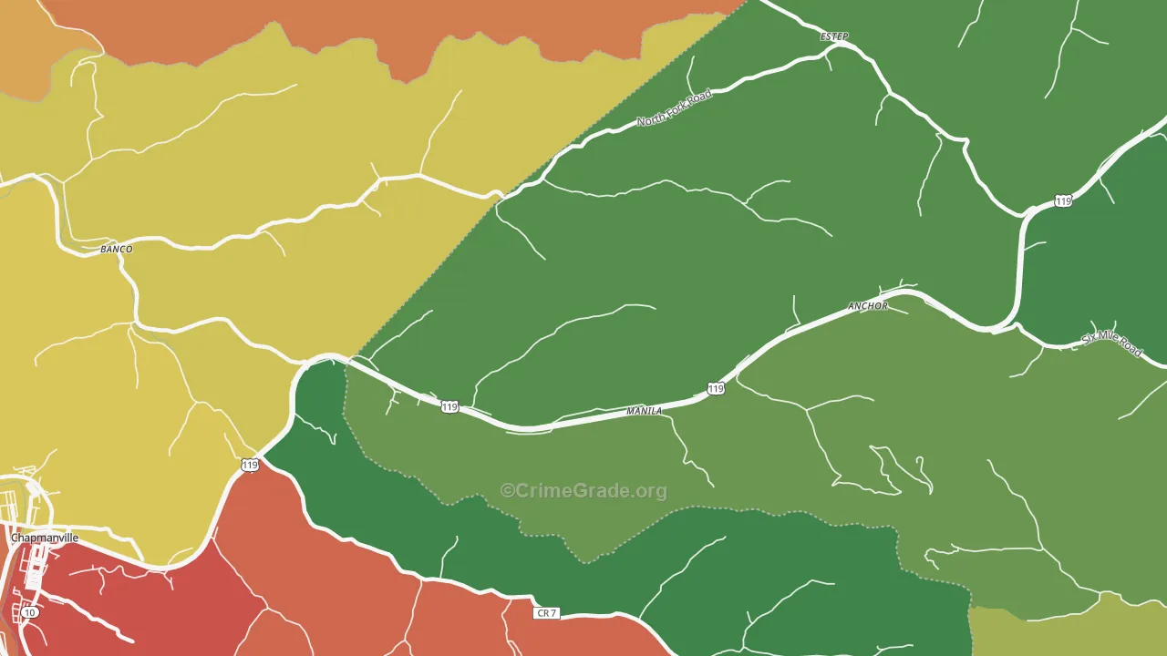Manila, WV Map of Drug-Related Crime Rates