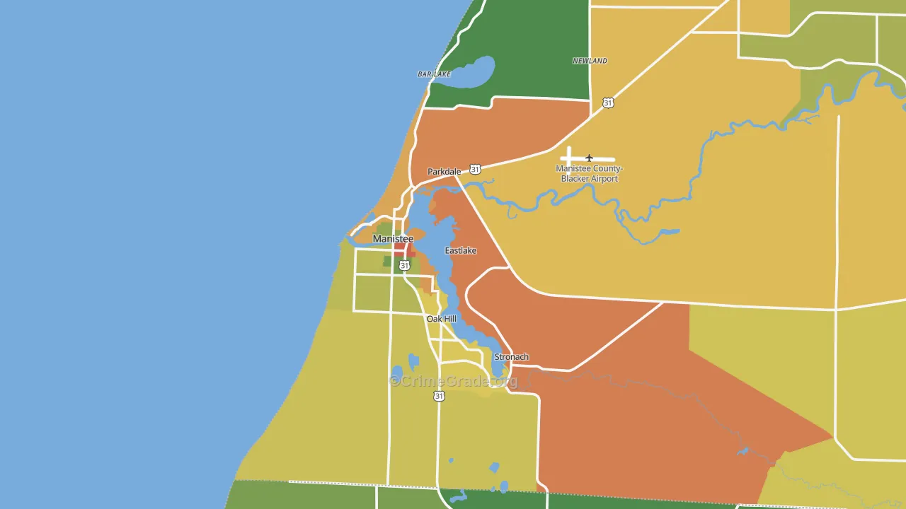 Manistee, MI Map of Drug-Related Crime Rates