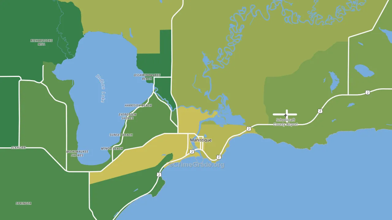 Manistique, MI Map of Drug-Related Crime Rates