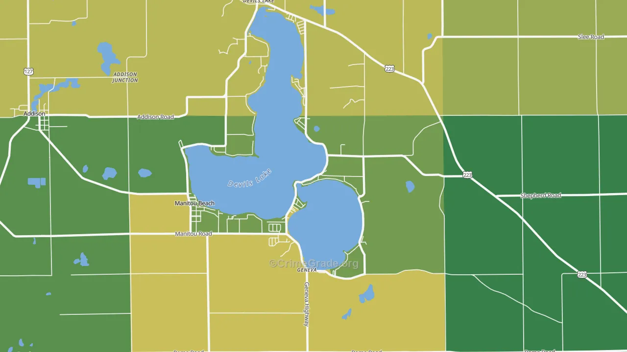 Manitou Beach, MI Map of Drug-Related Crime Rates