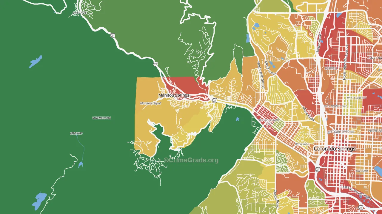 Manitou Springs, CO Map of Drug-Related Crime Rates