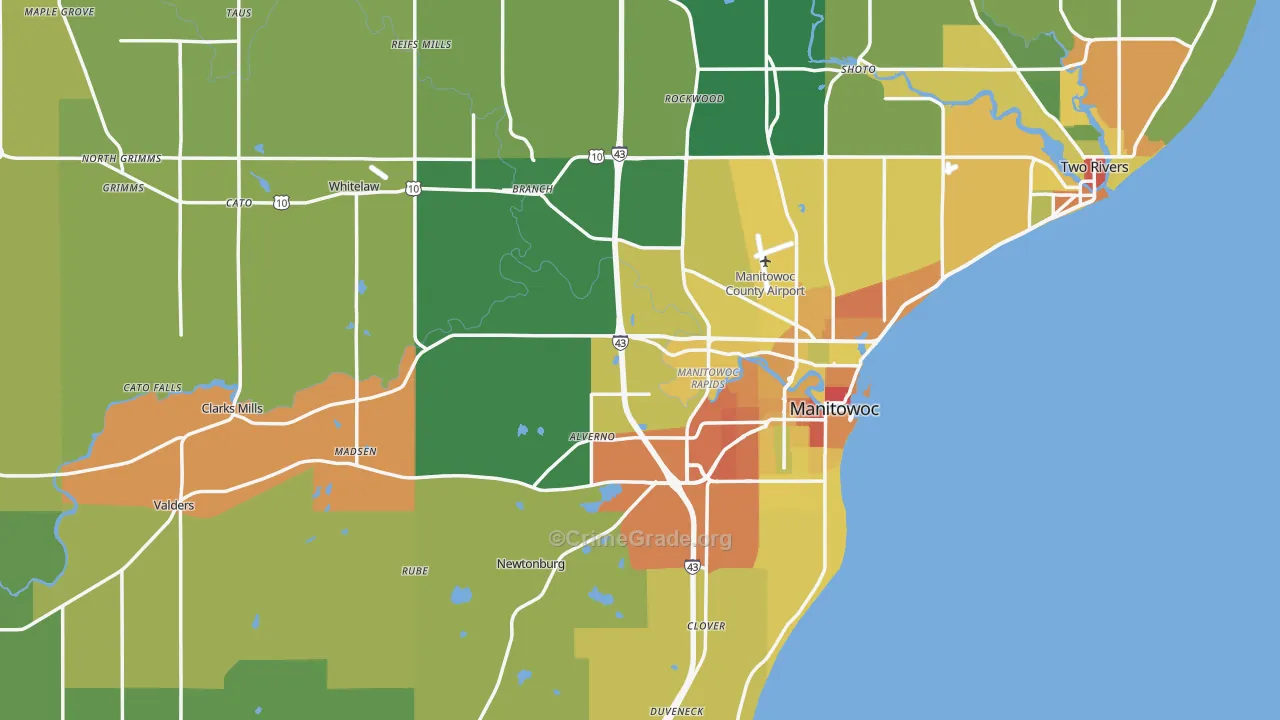 Manitowoc County, WI Map of Drug-Related Crime Rates