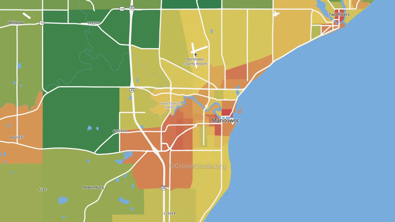 Manitowoc, WI Map of Drug-Related Crime Rates