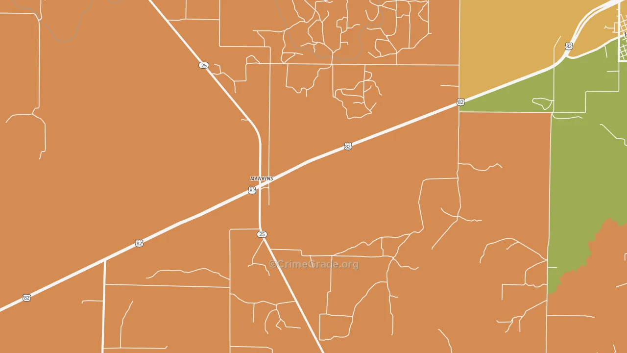 Mankins, TX Map of Drug-Related Crime Rates