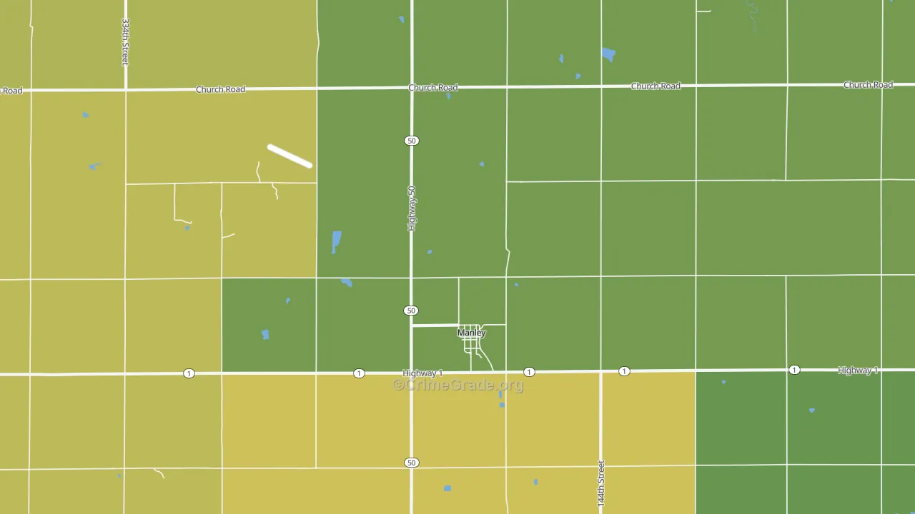 Manley, NE Map of Drug-Related Crime Rates