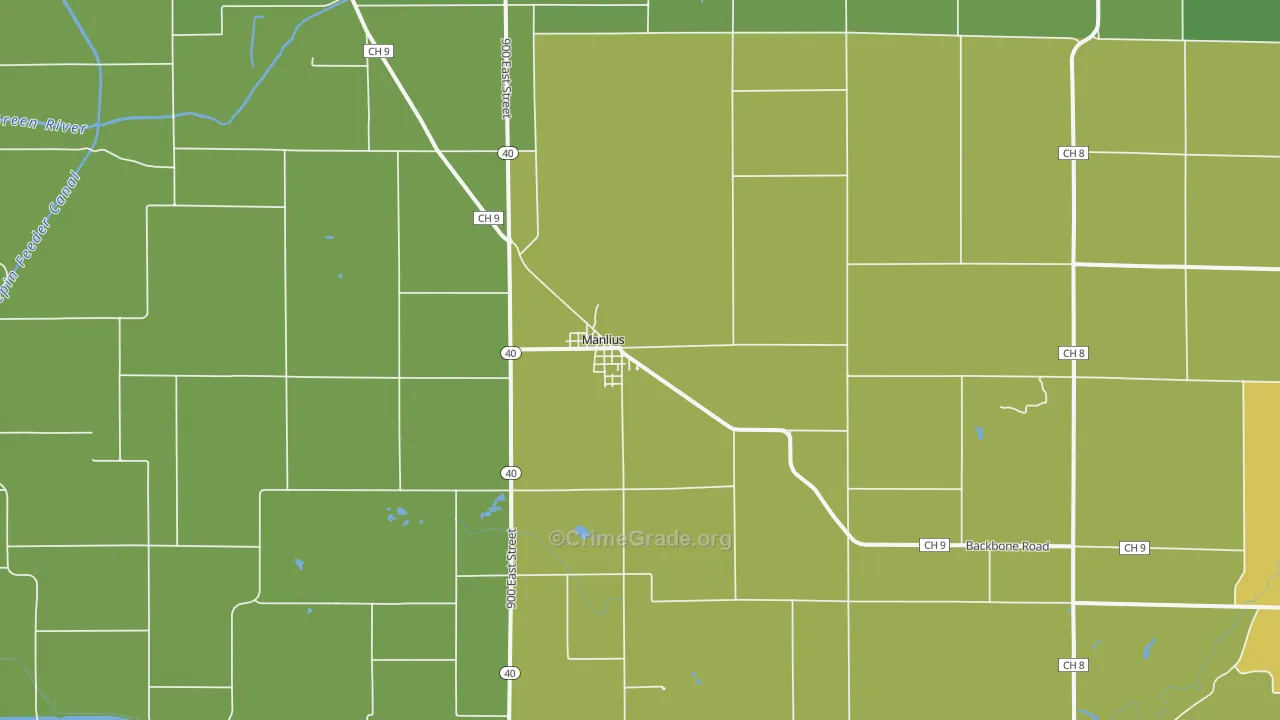 Manlius, IL Map of Drug-Related Crime Rates