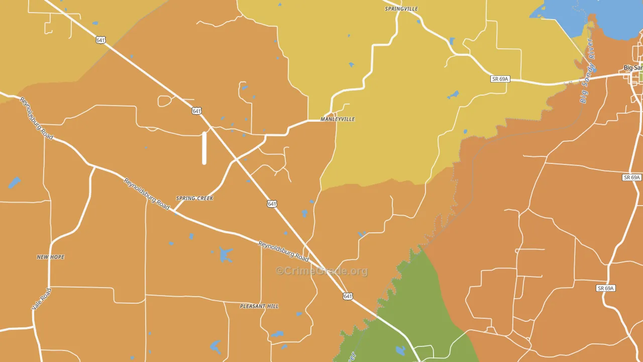 Manlyville, TN Map of Drug-Related Crime Rates