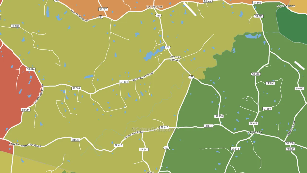Mannboro, VA Map of Drug-Related Crime Rates