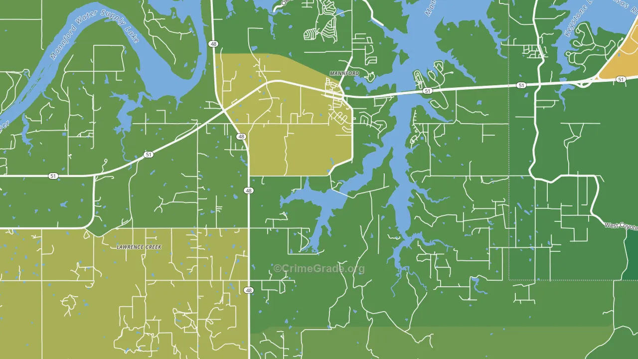 Mannford, OK Map of Drug-Related Crime Rates