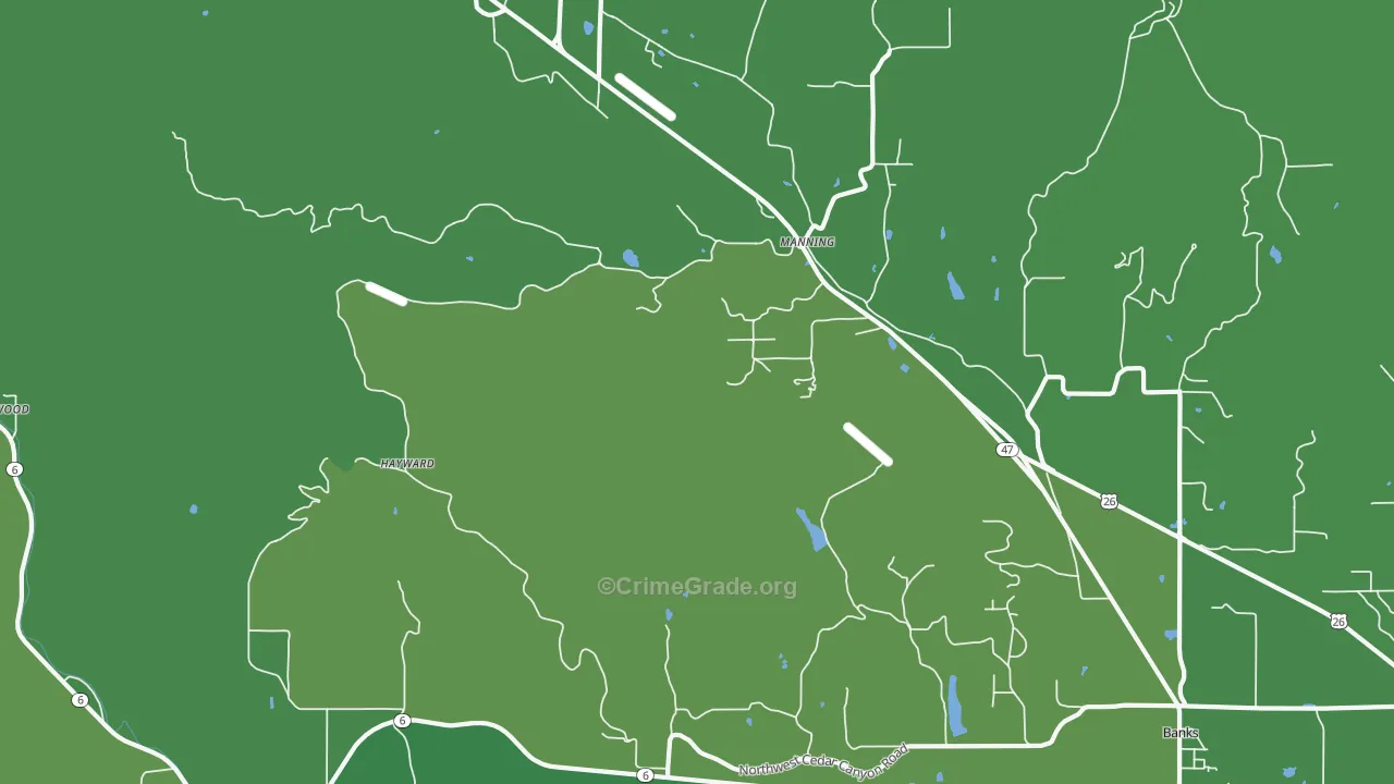 Manning, OR Map of Drug-Related Crime Rates