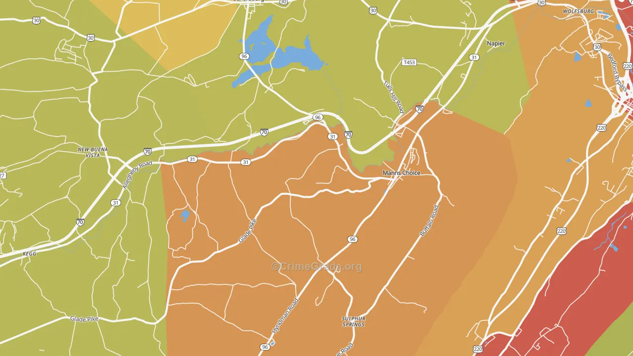 Manns Choice, PA Map of Drug-Related Crime Rates