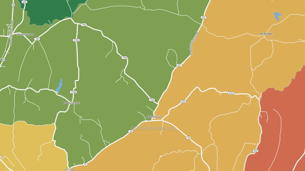 Mannsville, KY Map of Drug-Related Crime Rates