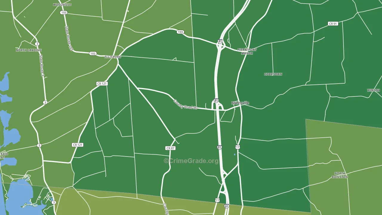 Mannsville, NY Map of Drug-Related Crime Rates