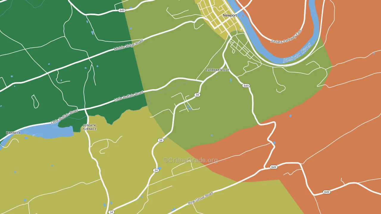 Mannsville, PA Map of Drug-Related Crime Rates