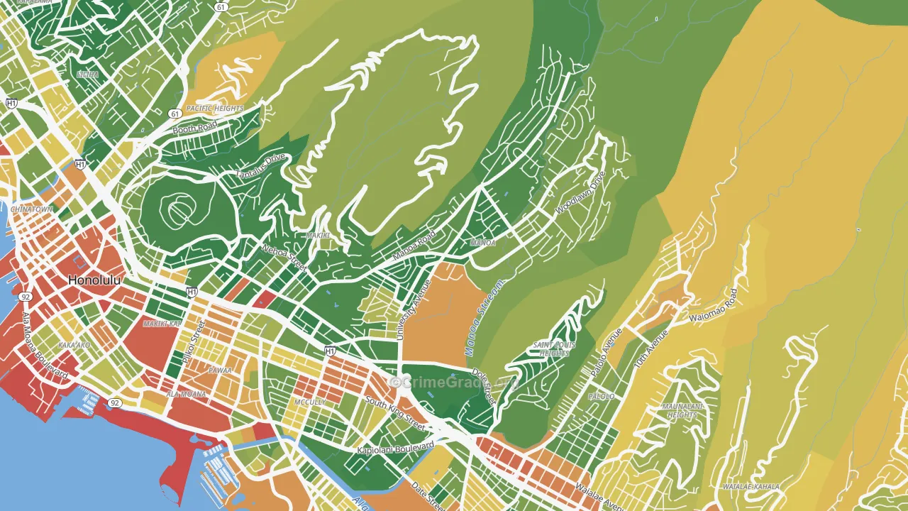 Manoa, Honolulu, HI Map of Drug-Related Crime Rates