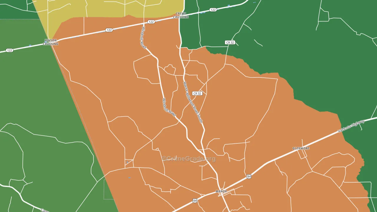 Manor, GA Map of Drug-Related Crime Rates
