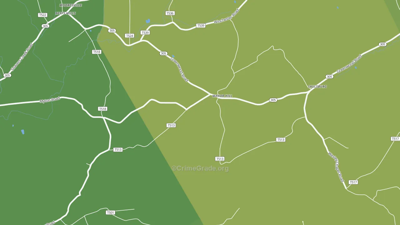 Manor Hill, PA Map of Drug-Related Crime Rates