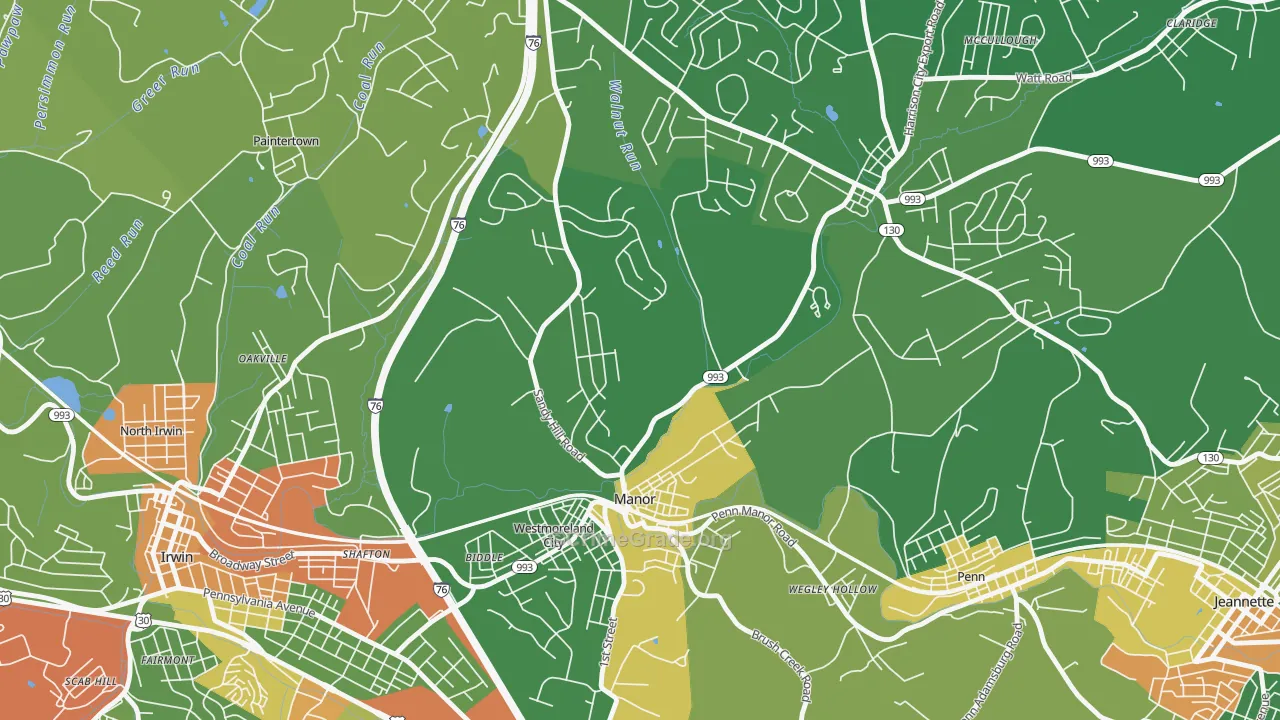 Manor, PA Map of Drug-Related Crime Rates