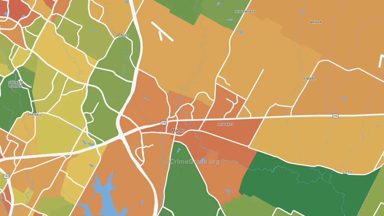 Manor, TX Map of Drug-Related Crime Rates