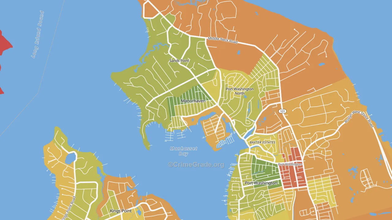 Manorhaven, NY Map of Drug-Related Crime Rates
