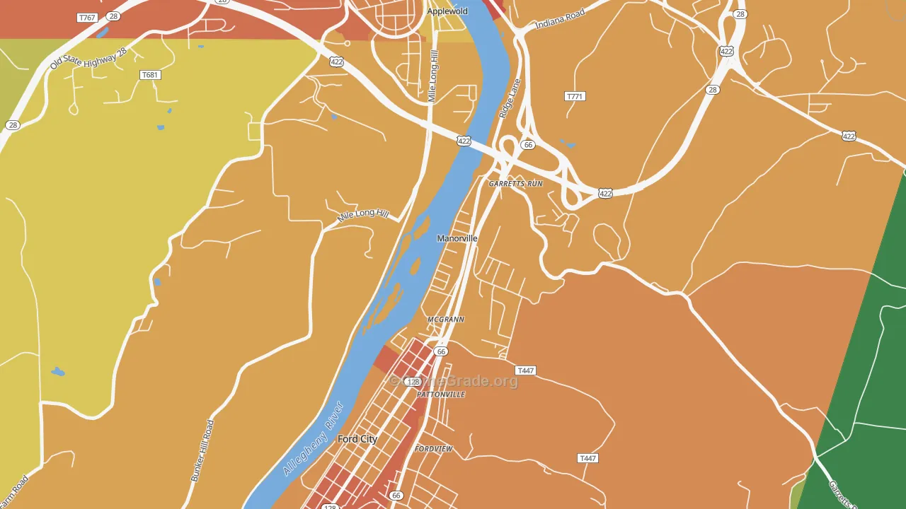 Manorville, PA Map of Drug-Related Crime Rates