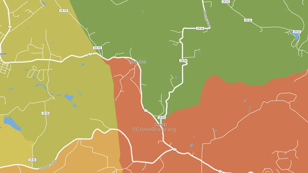 Manown, WV Map of Drug-Related Crime Rates