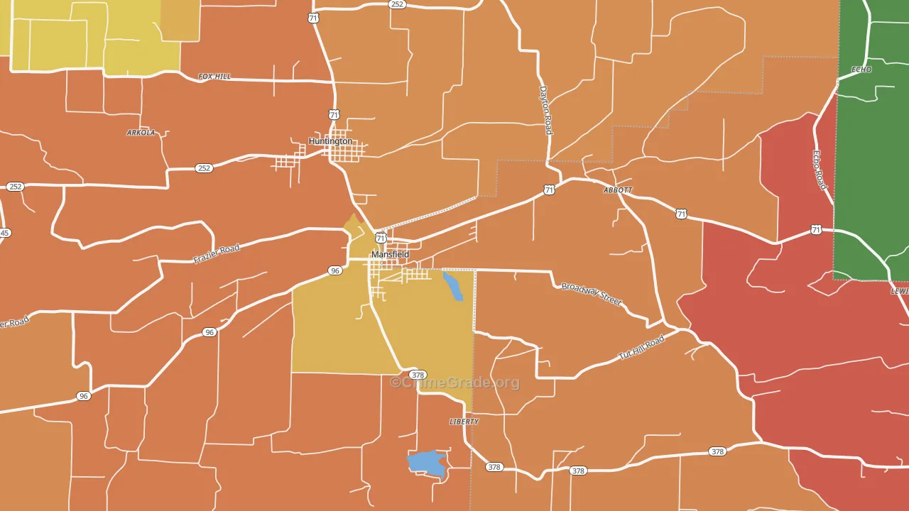 Mansfield, AR Map of Drug-Related Crime Rates