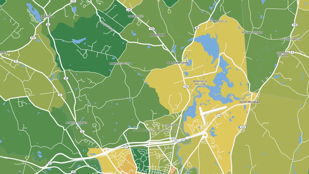Mansfield Center, CT Map of Drug-Related Crime Rates