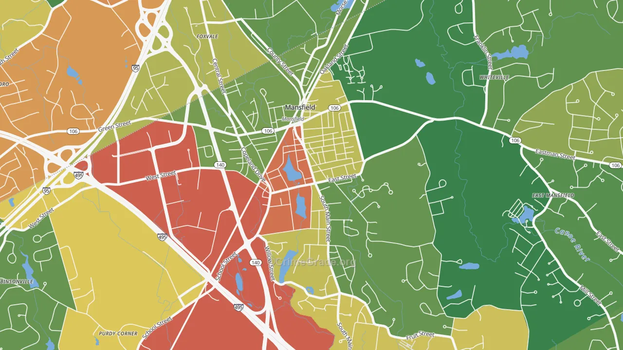 Mansfield Center, MA Map of Drug-Related Crime Rates
