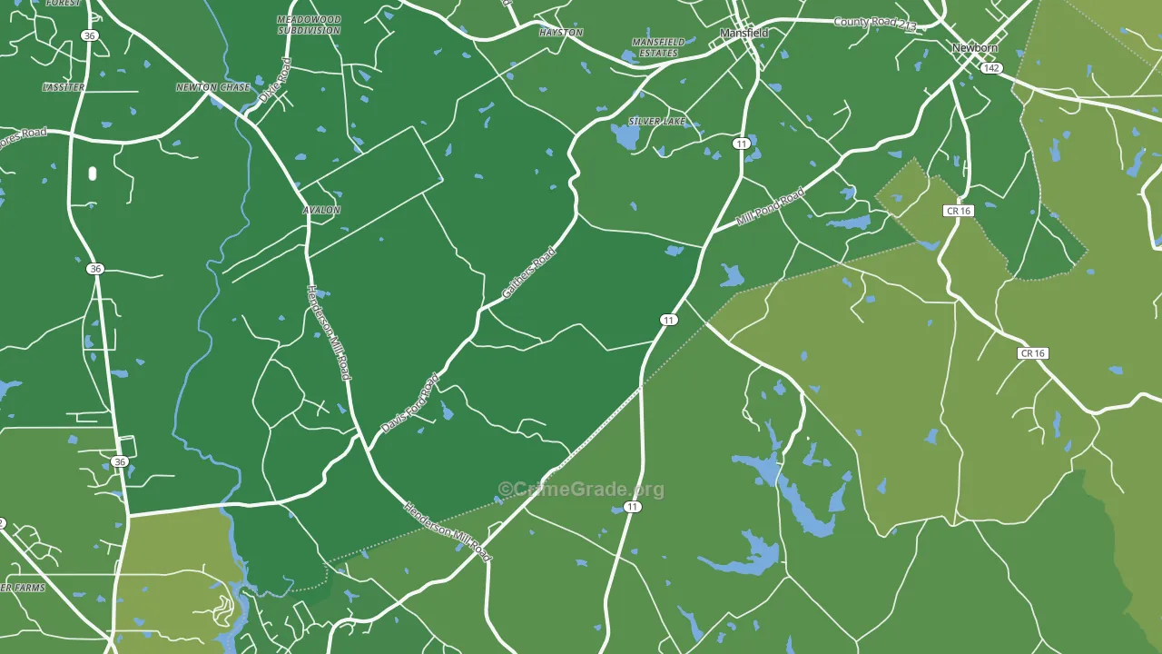 Mansfield, GA Map of Drug-Related Crime Rates