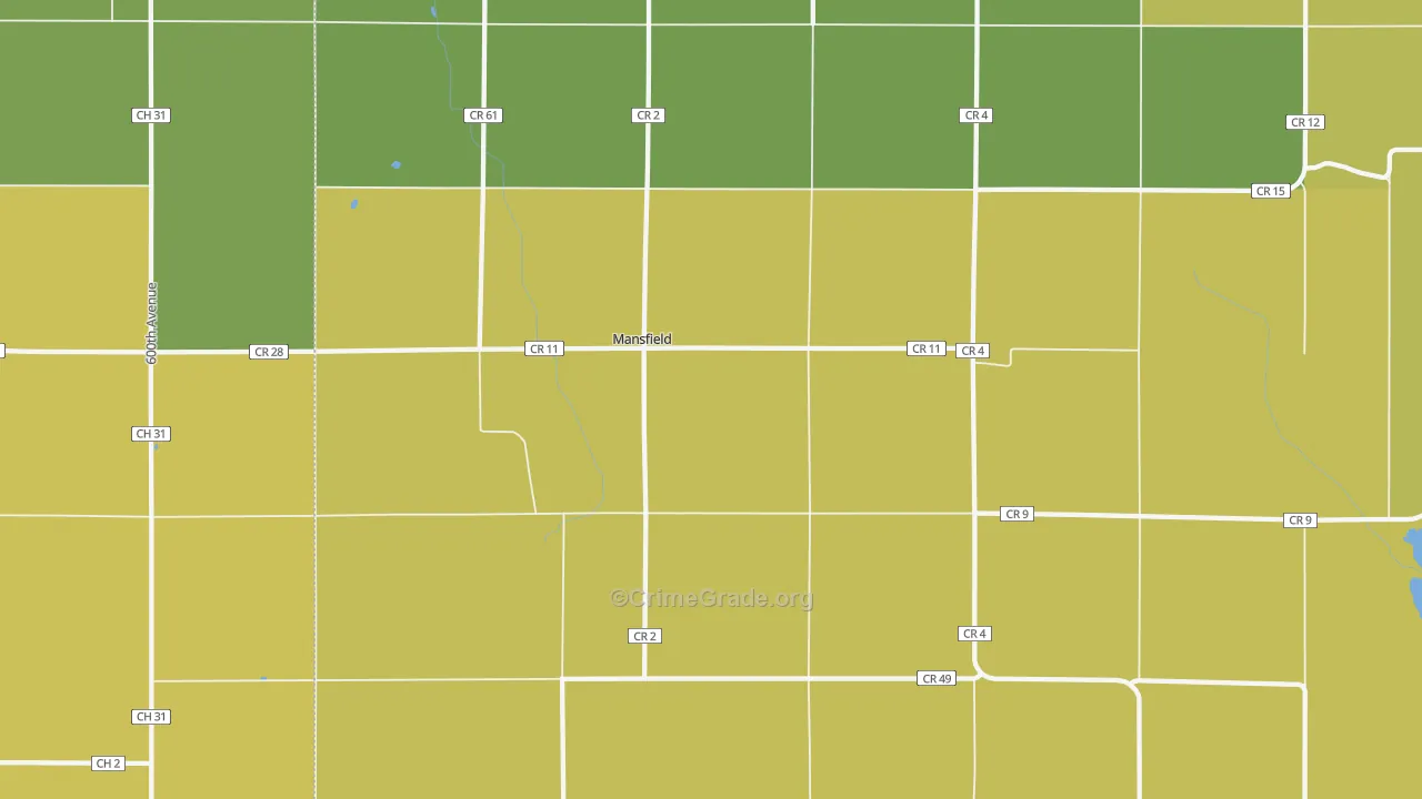 Mansfield, MN Map of Drug-Related Crime Rates