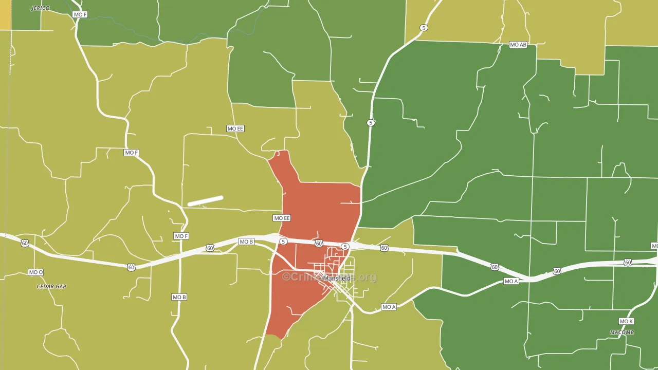 Mansfield, MO Map of Drug-Related Crime Rates