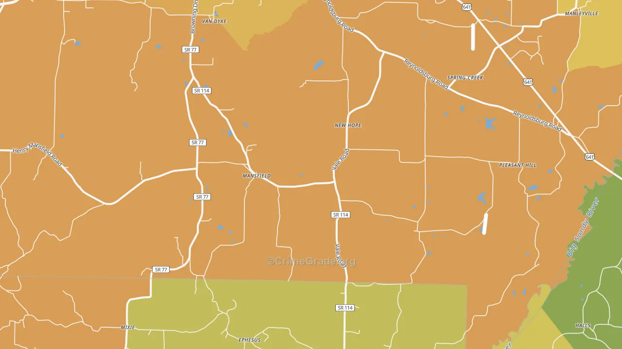 Mansfield, TN Map of Drug-Related Crime Rates