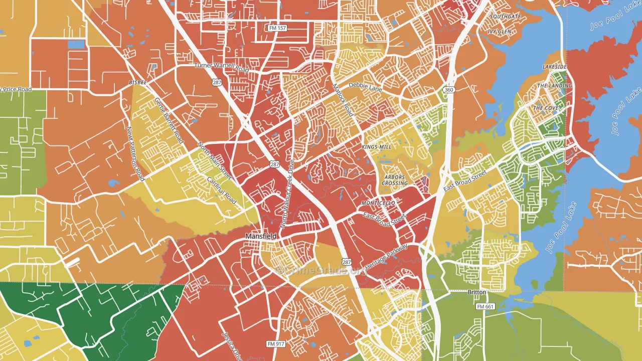 Mansfield, TX Map of Drug-Related Crime Rates